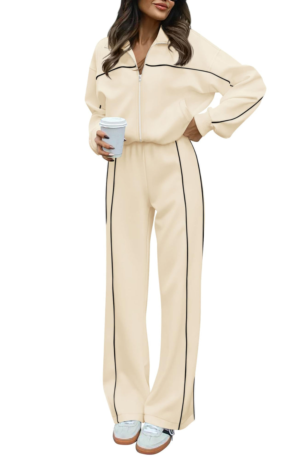 BTFBM Women's Two Piece Tracksuit Fall 2026 Long Sleeve Zip Up Sweatshirt Long Pants Outfits Jogger Sweatsuit Sets