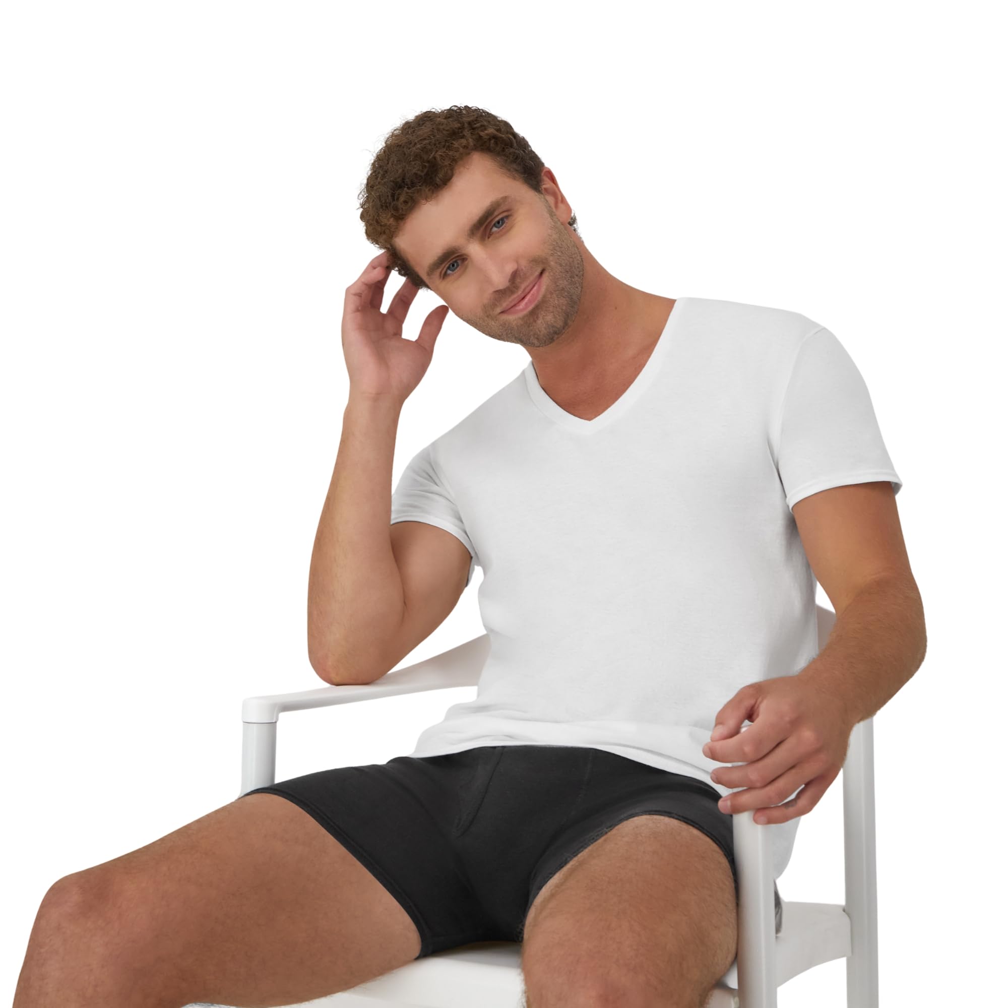 Hanes Men's Undershirts T-Shirt Pack, V-Neck Cotton Tees for Men, Moisture-Wicking, Odor Control, White Multi-Pack
