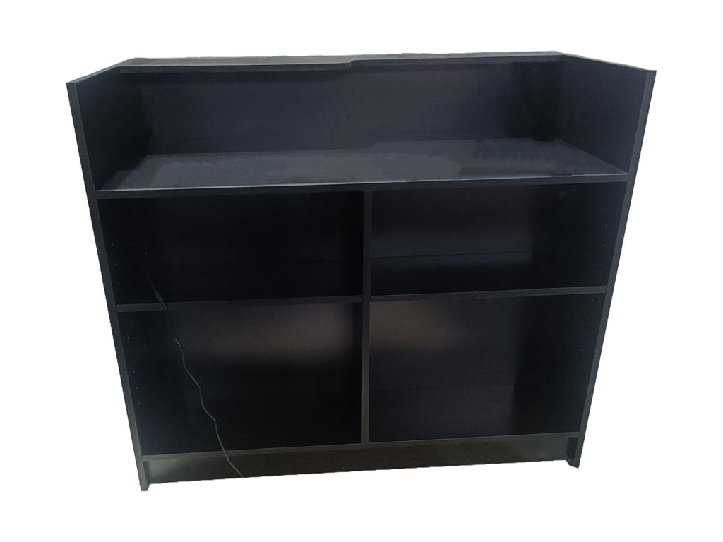 Only Hangers Full Vision Display Showcase with LED Lights, 72" Wide or 48" Wide- Available in Black, Maple, and White (Black Register Stand with Glass Front and LED Lights, 48")