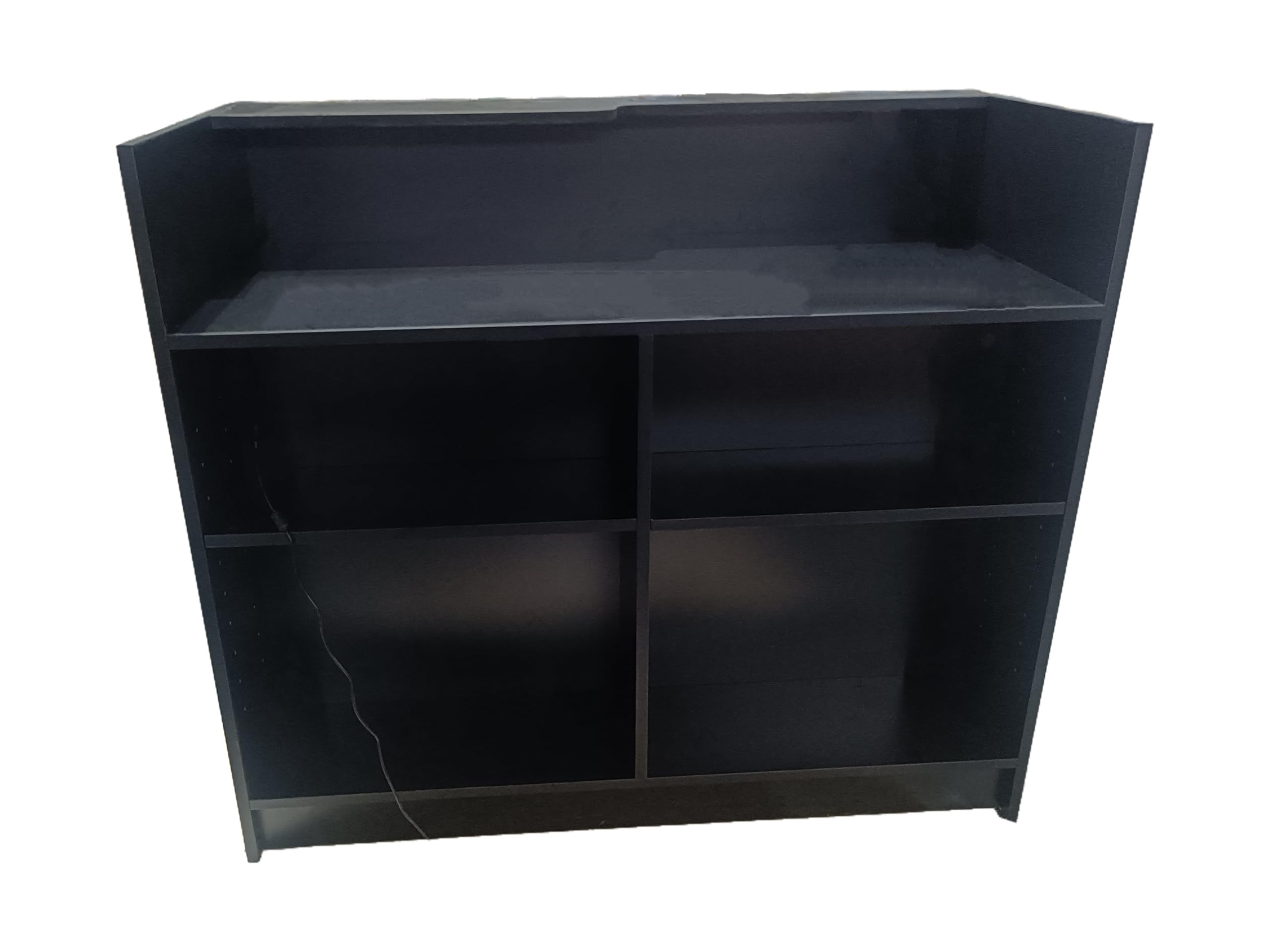 Only Hangers Full Vision Display Showcase with LED Lights, 72" Wide or 48" Wide- Available in Black, Maple, and White (Black Register Stand with Glass Front and LED Lights, 48")