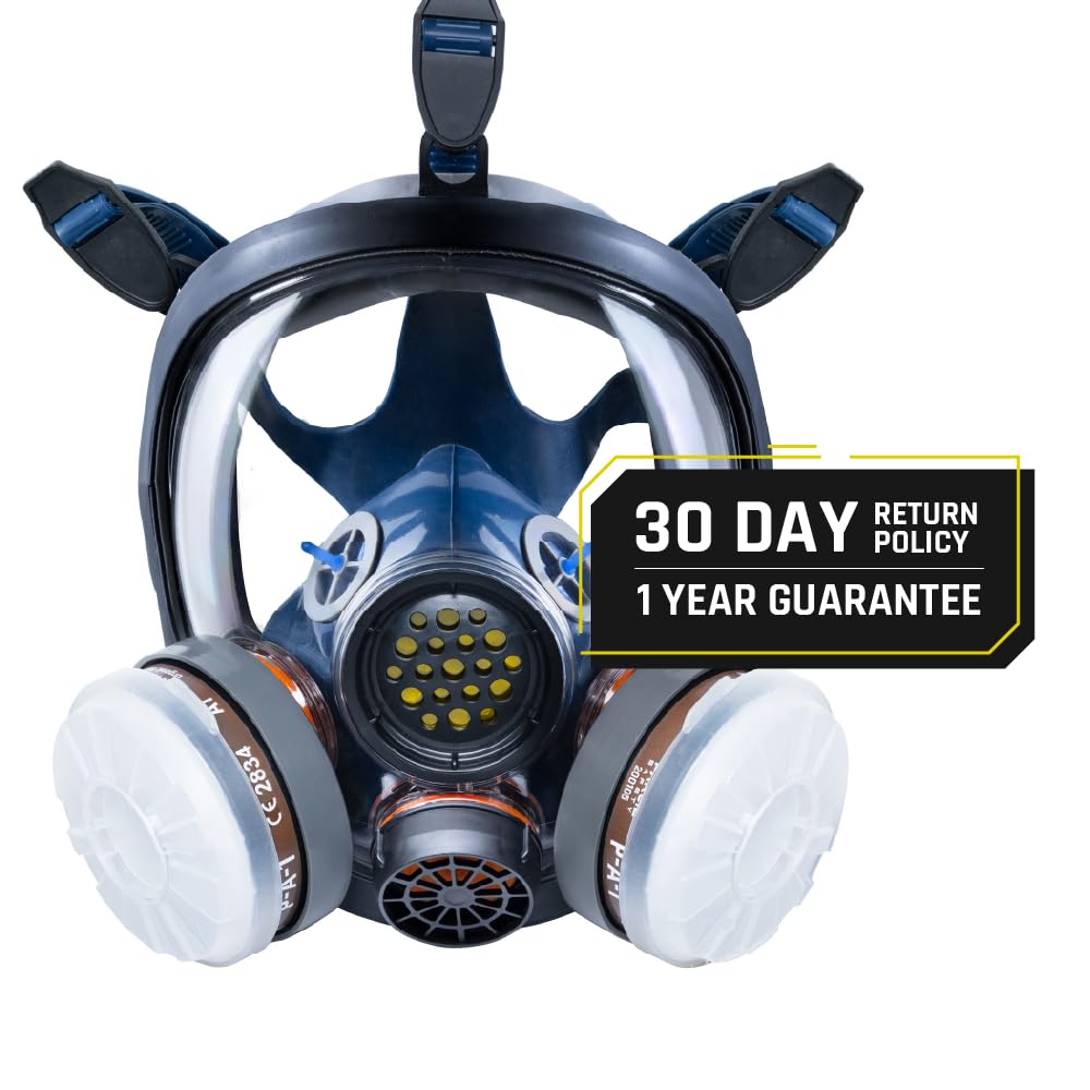 Parcil Distribution Full Face Respirator Mask with Filters – Durable Full Face Respirator Mask, Bayonet Filter Compatible
