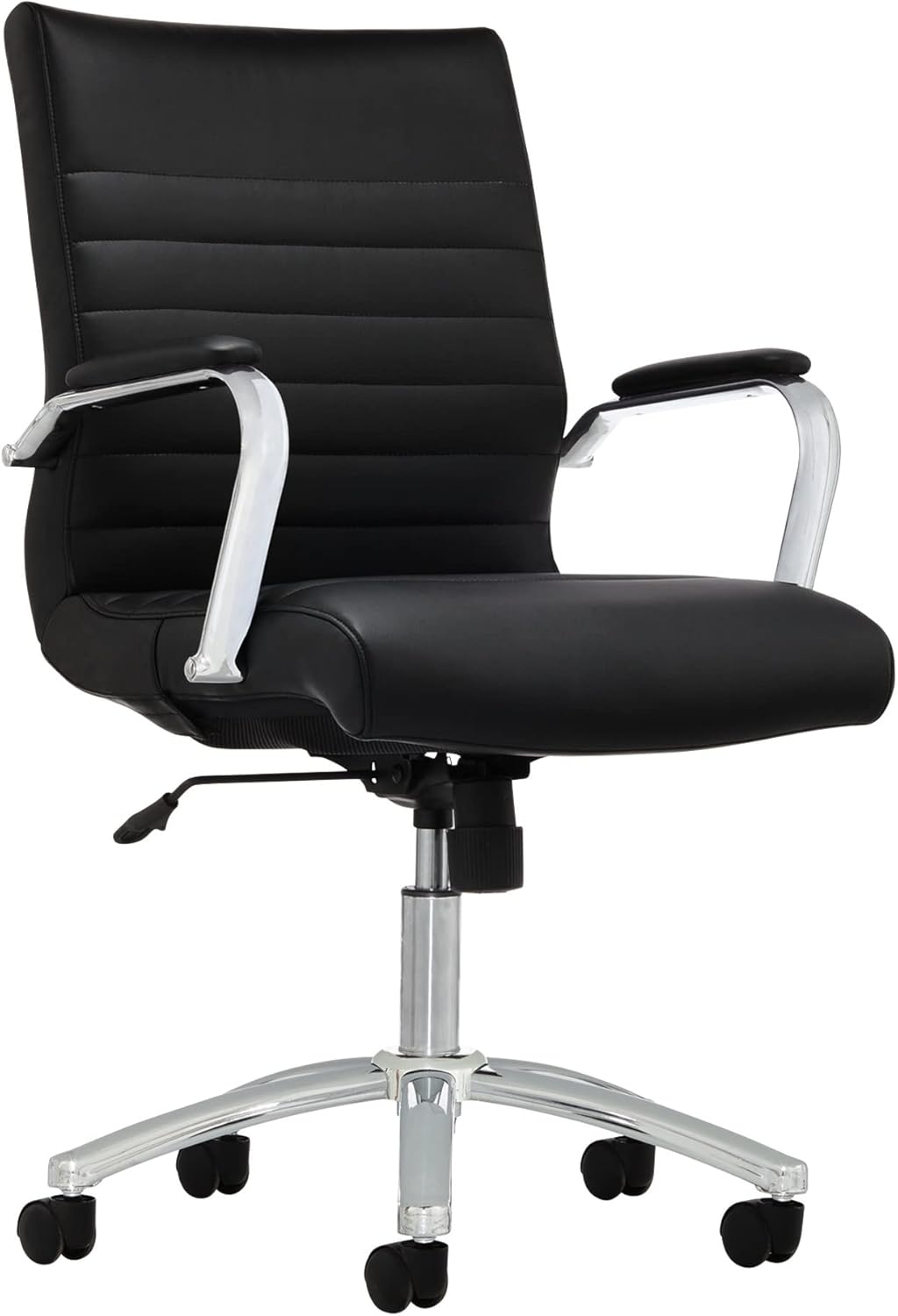 Realspace® Modern Comfort Series Winsley Bonded Leather Mid-Back Chair, Black
