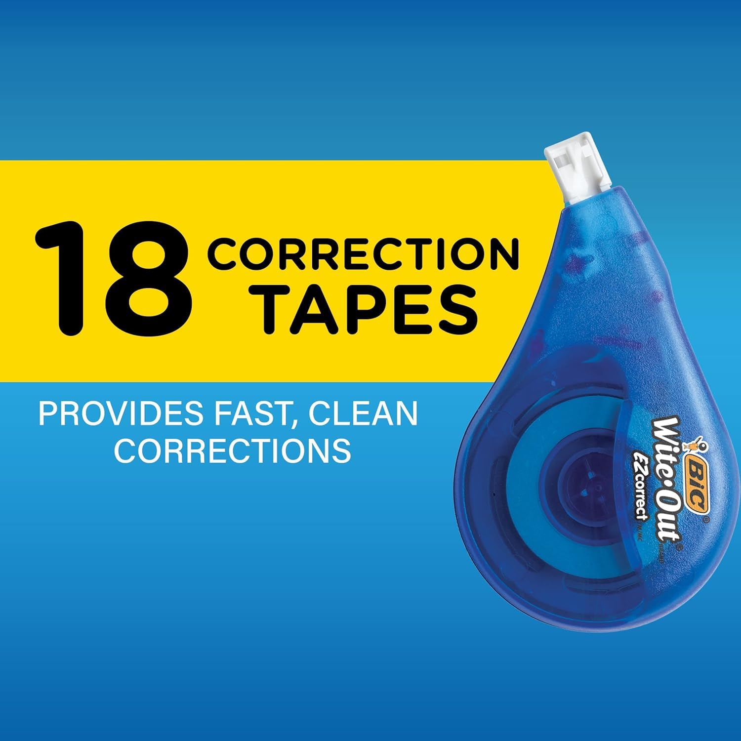 BIC Wite-Out Brand Exact Liner Correction Tape, 19.6 Feet, White, Fast, Clean and Easy to Use Tear-Resistant Tape, 10-Count