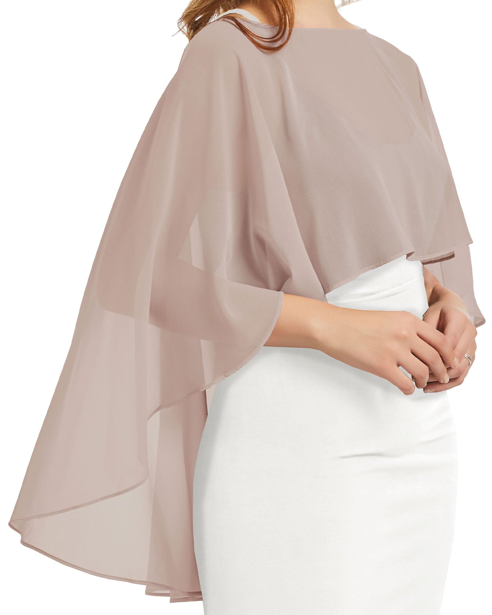 Womens Capelets Shawls and Wraps for Evening Dress Chiffon Capes Wedding Cover Up