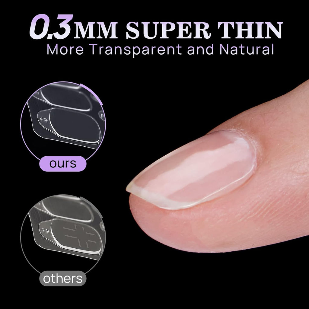 BTArtbox Nail Adhesive Tabs for Press On Nails - 10 Sheets 15 Sizes Ultra Thin & Waterproof Nail Stickers for Fake Nails, 300PCS Double Sided Jelly Nail Sticky Tabs for Manicure