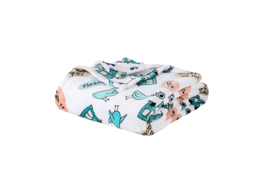 Berkshire Blanket VelvetLoft® Luxury Soft Polyester Throw Blanket, Don’t Let The Pigeon Drive The Bus, 50 x 70in(Official Mo Willems® Product)