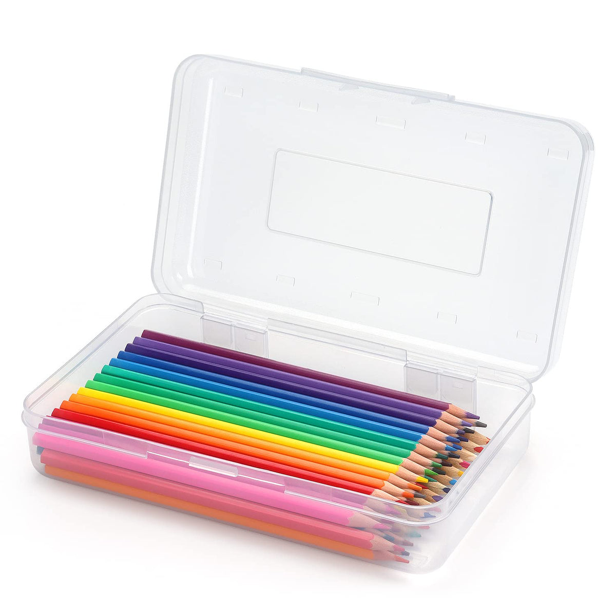 Tamaki 1 Pack Plastic Pencil Box Large Capacity Pencil Boxes Clear Boxes with Snap-tight Lid Stackable Design and Stylish Office Supplies Storage Organizer Box, Black