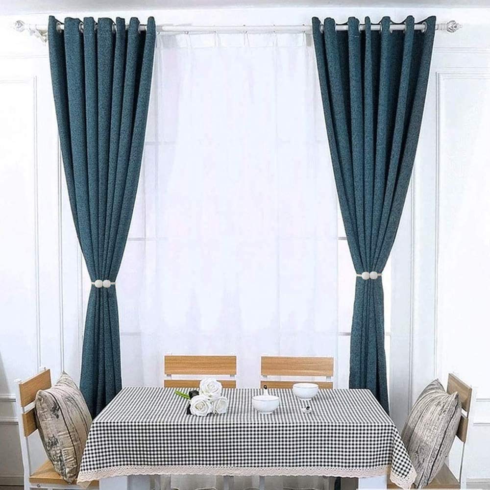 Melaluxe 2 Pack Magnetic Curtain Tiebacks, Decorative Curtain Holdbacks for Window Décor (Beige)