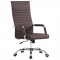 Furmax Ribbed Office Chair High Back PU Leather Executive Conference Chair Adjustable Swivel Chair with Arms (Bicolor Retro Brown)