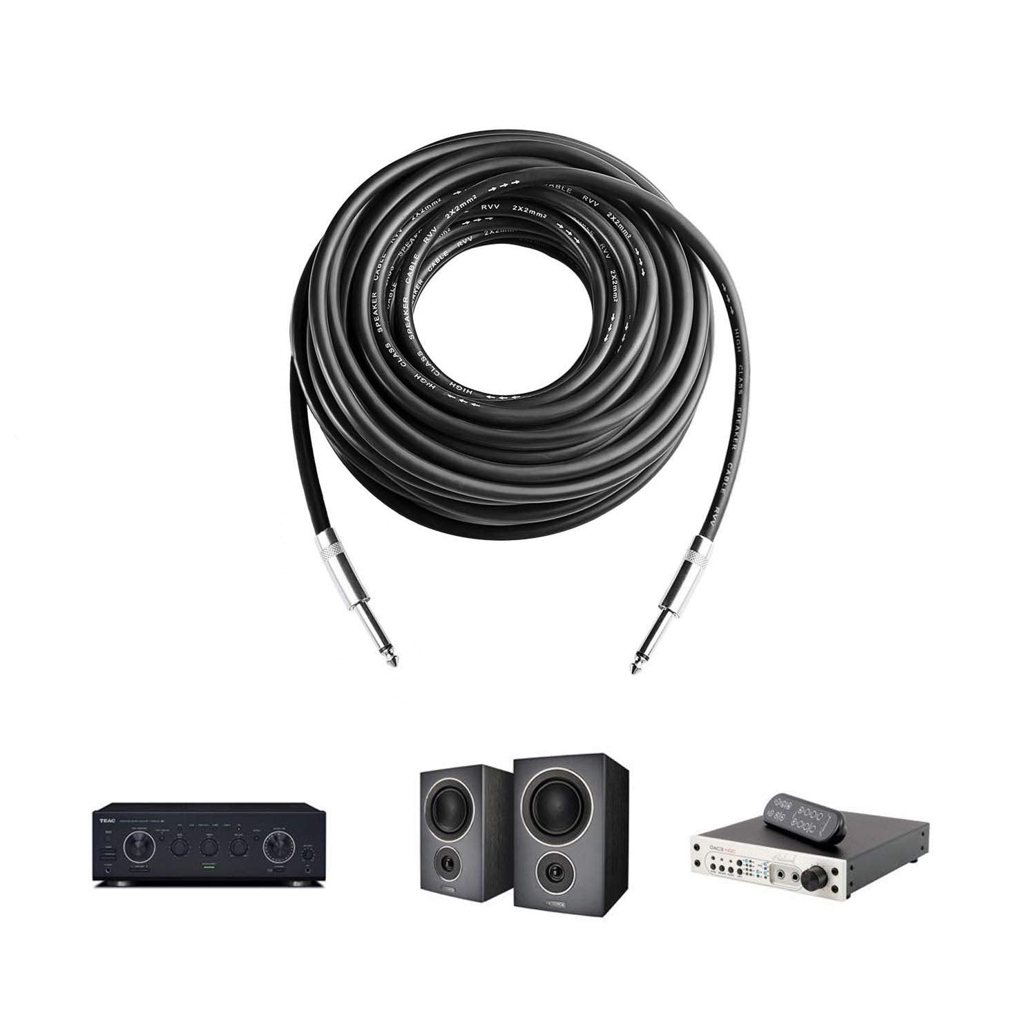 2Pcs 3 Feet Professional Speaker Cables, Pair 3 ft 12 Gauge 1/4 Inch Male Audio Amplifier Connection Heavy Duty Cord Wire
