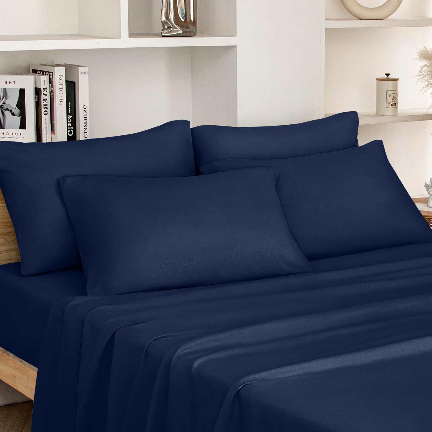 HOMEIDEAS Full Size Bed Sheets - 6 Piece Set (Aqua Blue) - Extra Soft Brushed Microfiber 1800 Bedding Sheets, Deep Pocket, Wrinkle & Fade Free