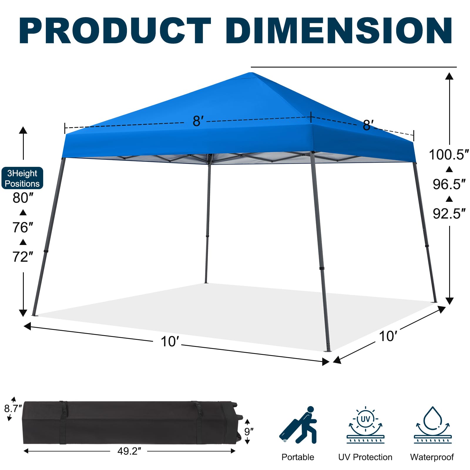 MASTERCANOPY Portable Pop Up Canopy Tent with Large Base (10x10,Dark Gray)