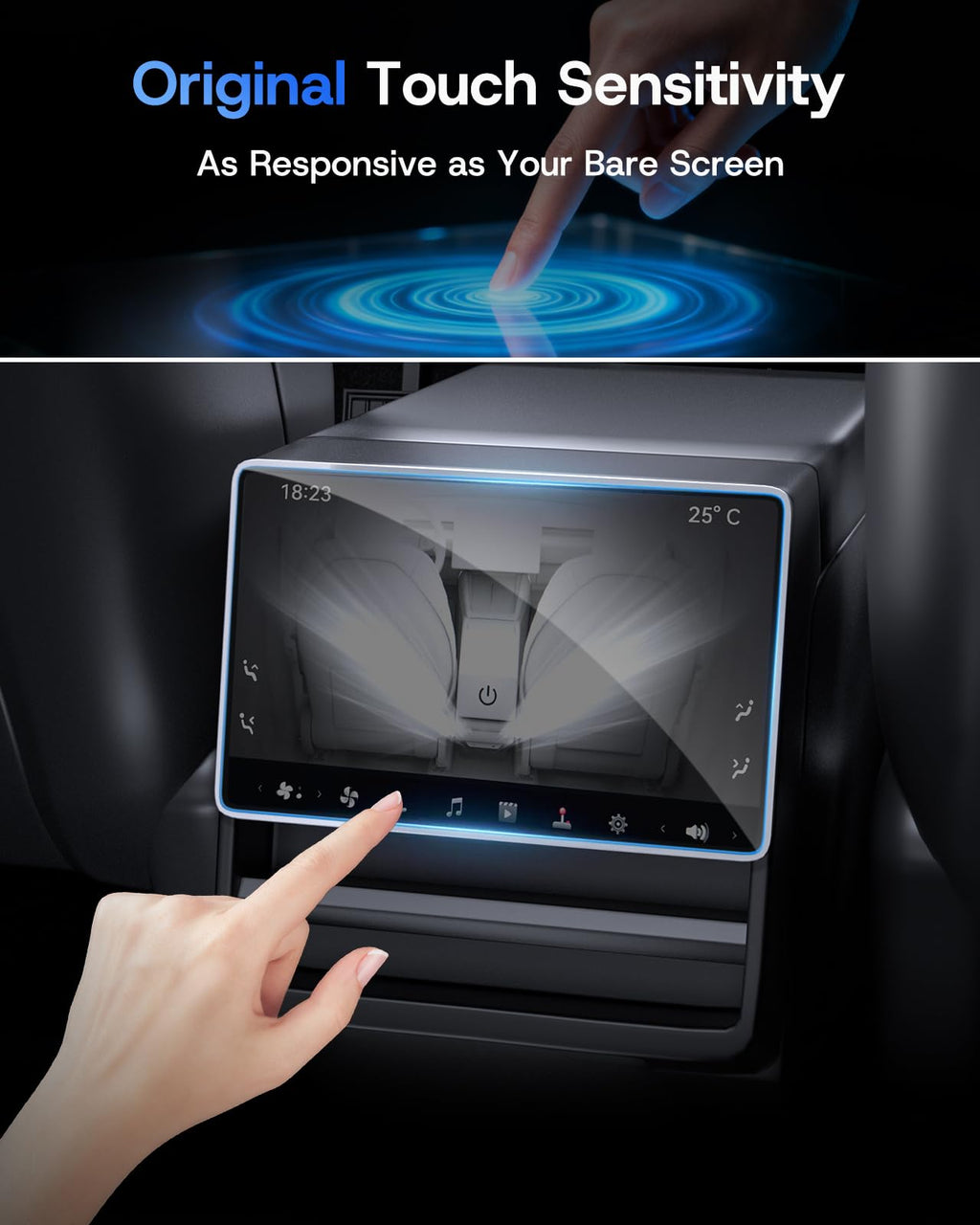 8" Rear Screen Protector for Tesla Model Y Juniper/Model 3 Highland, [HD & No-edge Gaps & 9H] Tempered Glass Screen Protector with Alignment Frame for Tesla Model 3/Y Accessories, Glossy