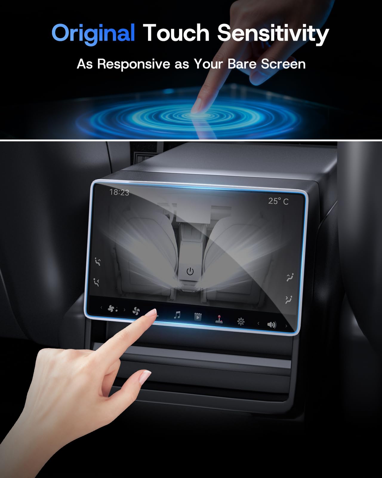 8" Rear Screen Protector for Tesla Model Y Juniper/Model 3 Highland, [HD & No-edge Gaps & 9H] Tempered Glass Screen Protector with Alignment Frame for Tesla Model 3/Y Accessories, Glossy
