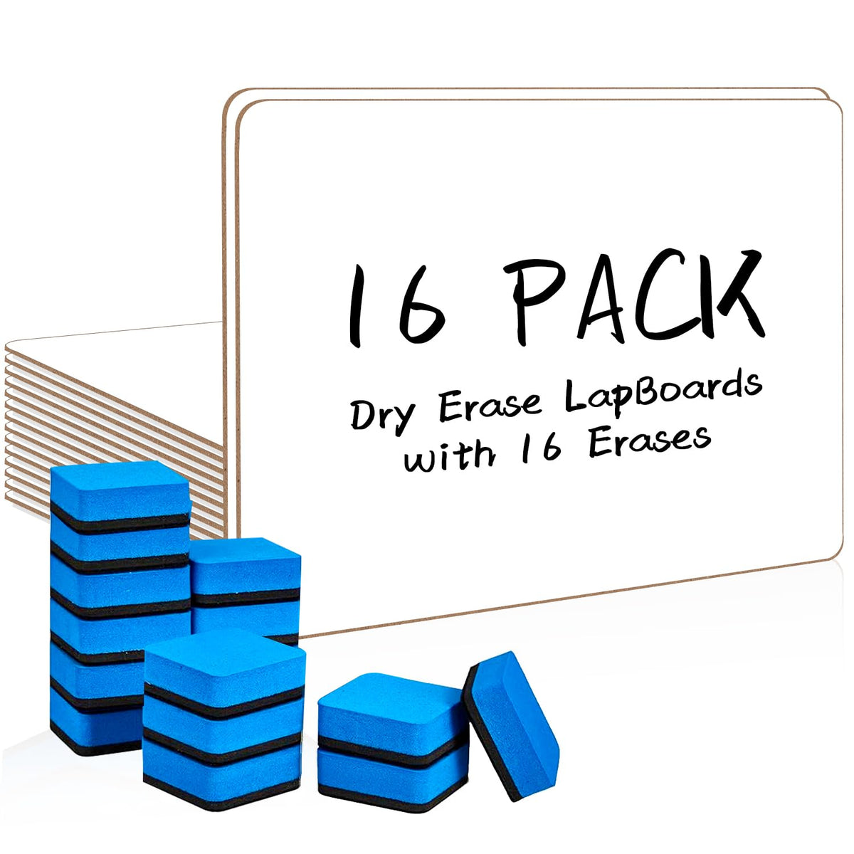 Dry Erase LapBoards, PANDRI 6 Pack Double Sided 12.5 x 9 Inch Whiteboards with 6 Erasers, Dry Erase Boards for Office Students Classroom Teacher Supplies