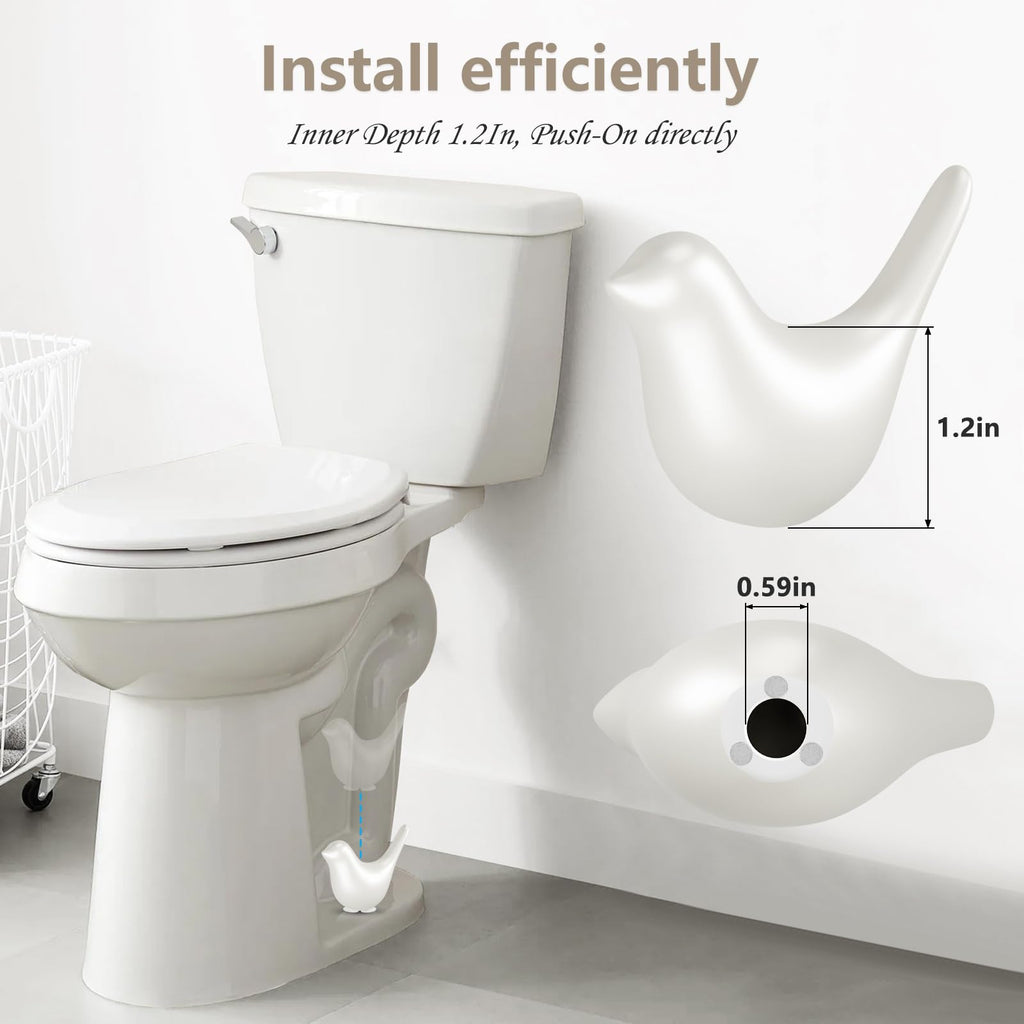 MENNTY Black Polar Bear Toilet Bolt Covers Decorative - 2 Glossy Black Ceramic Toilet Bolt Caps + 4 Universal Toilet Caps for Bottom of Toilet, Modern Monochrome Bathroom Decor
