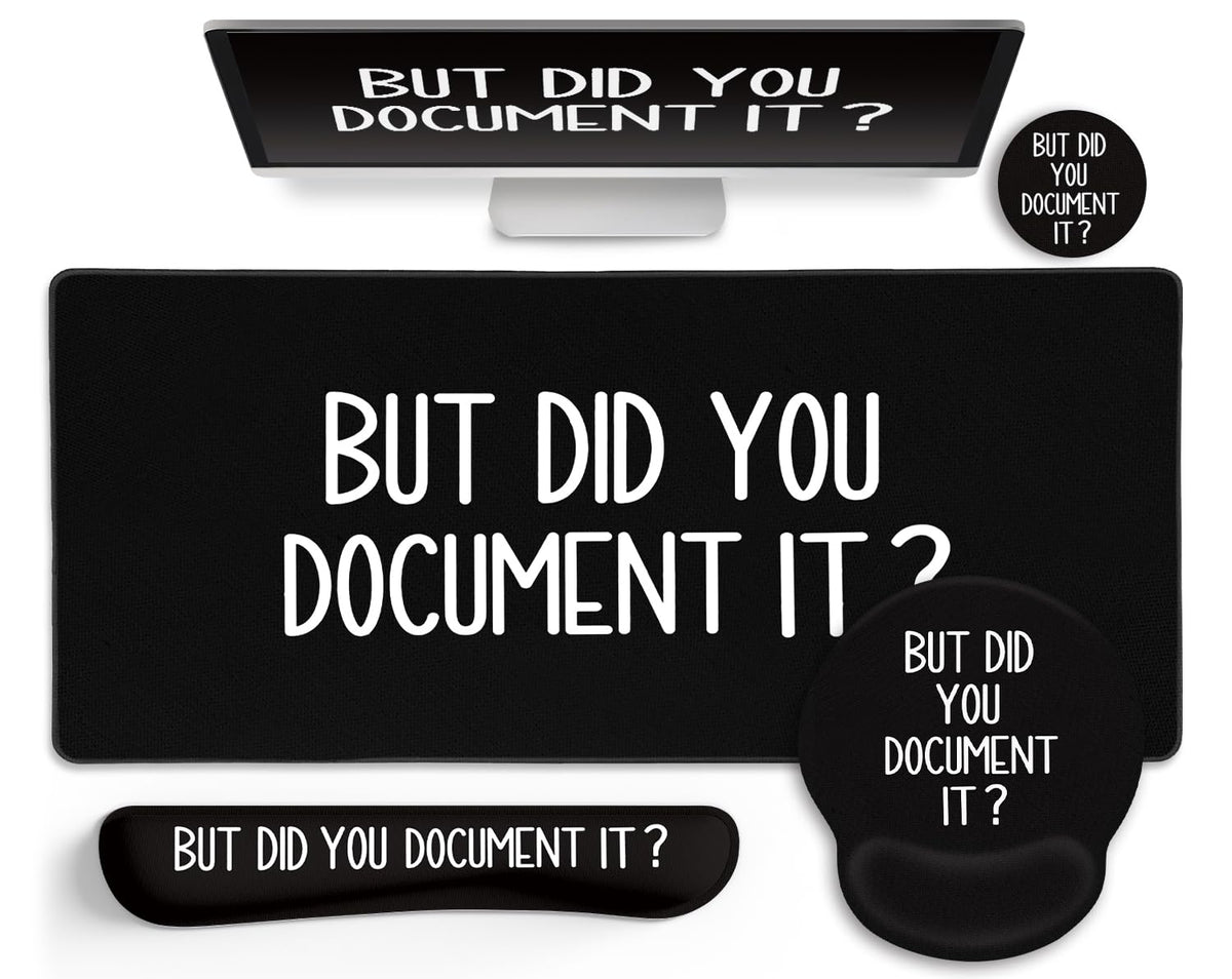 Black Striped Ergonomic Large Desk Mat Set with Wrist Rest