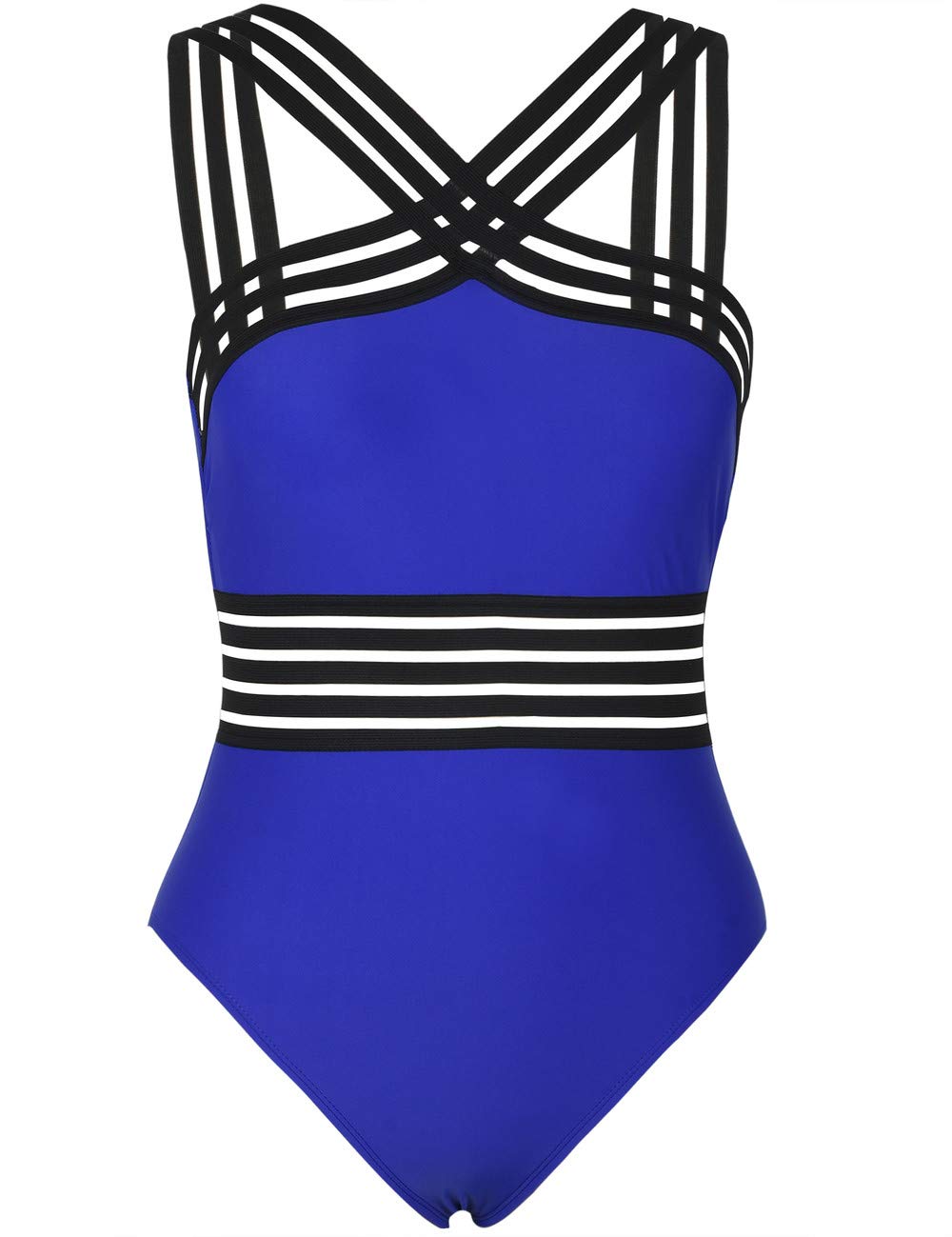 Hilor Women's Tummy Control Swimsuits Slimming One Piece Bathing Suits Front Crossover Swimwear
