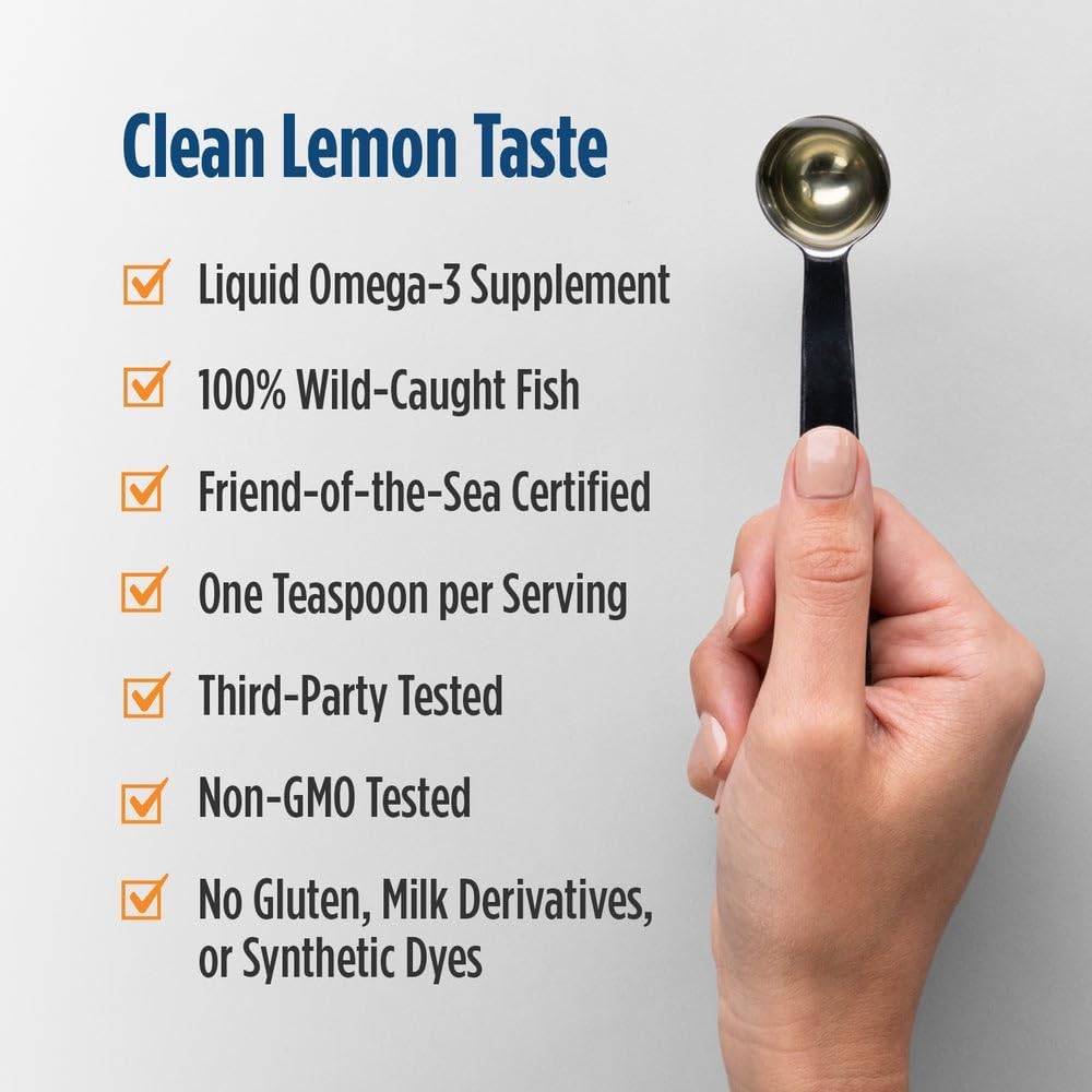 Nordic Naturals Omega-3D, Lemon Flavor - 8 oz - 1560 mg Omega-3 + 1000 IU Vitamin D3 - Fish Oil - EPA & DHA - Immune Support, Brain & Heart Health, Healthy Bones - Non-GMO - 48 Servings