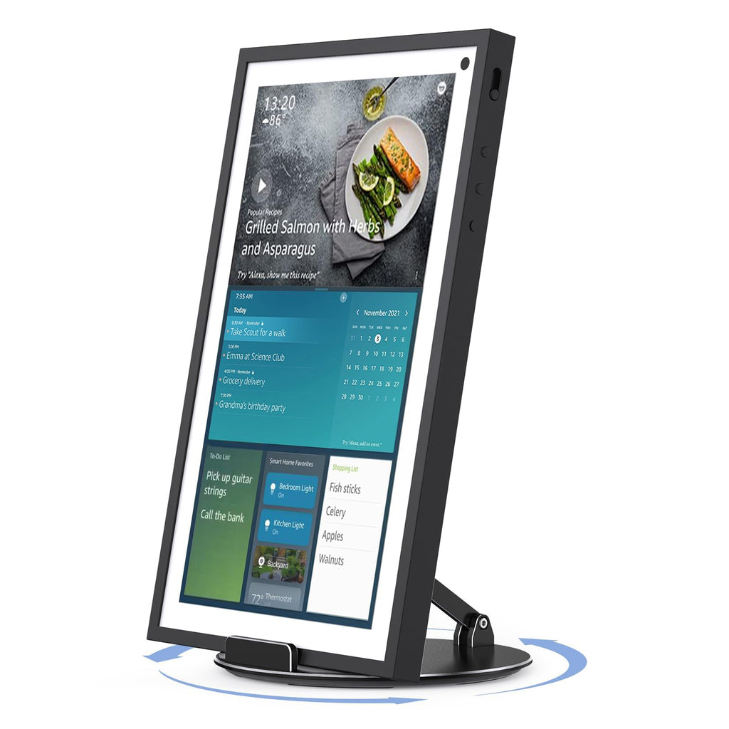 Almoz Swivel and Tilt Stand for Echo Show 15, Aluminum Stand for Show 15.6" Smart Display and Up to 18" iPad/Tablets, with 360 Degree Rotating Base, Viewing Angle Adjustable, No Need Mounting