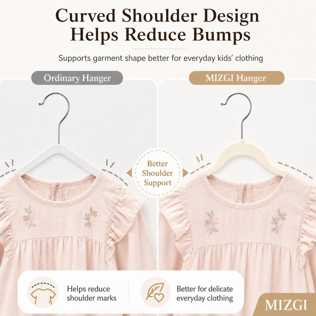 MIZGI Baby Velvet Hangers,Non-Slip Kids & Toddler Hangers,11.8 Inch Hangers for Baby Clothes,Pack of 50(Black/Black)