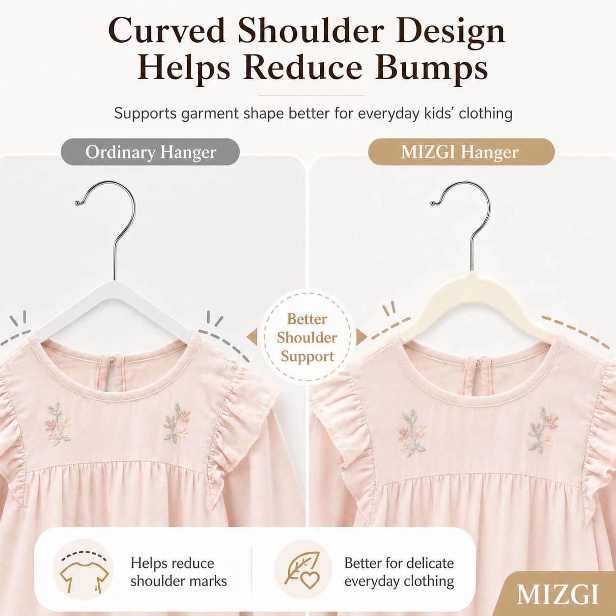 MIZGI Baby Velvet Hangers,Non-Slip Kids & Toddler Hangers,11.8 Inch Hangers for Baby Clothes,Pack of 50(Black/Black)