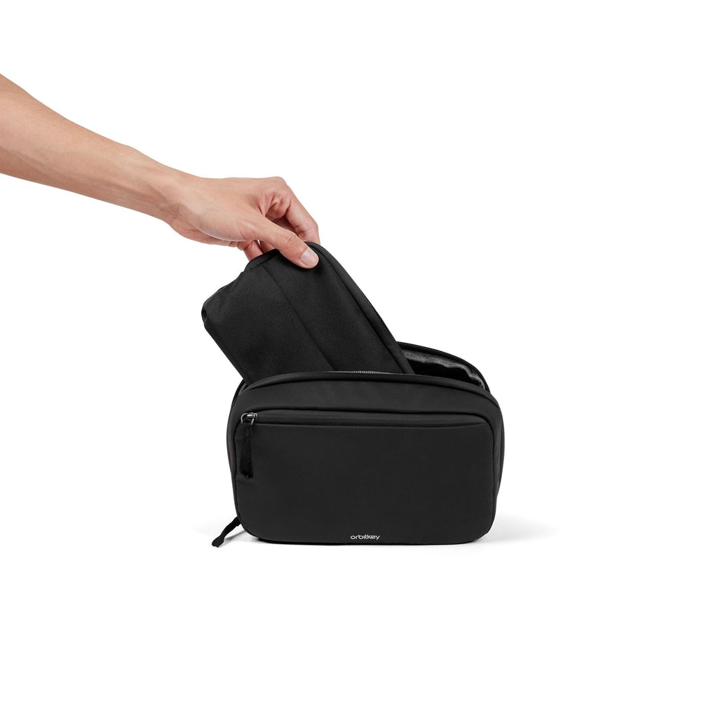 Orbitkey 2-in-1 Tech Accessory Pouch with Detachable Slim Sleeve – Travel Electronics Organizer for Cables, Chargers, Earbuds, Power Bank – Compact Gadget Bag & Portable Tech Storage Case (Black)