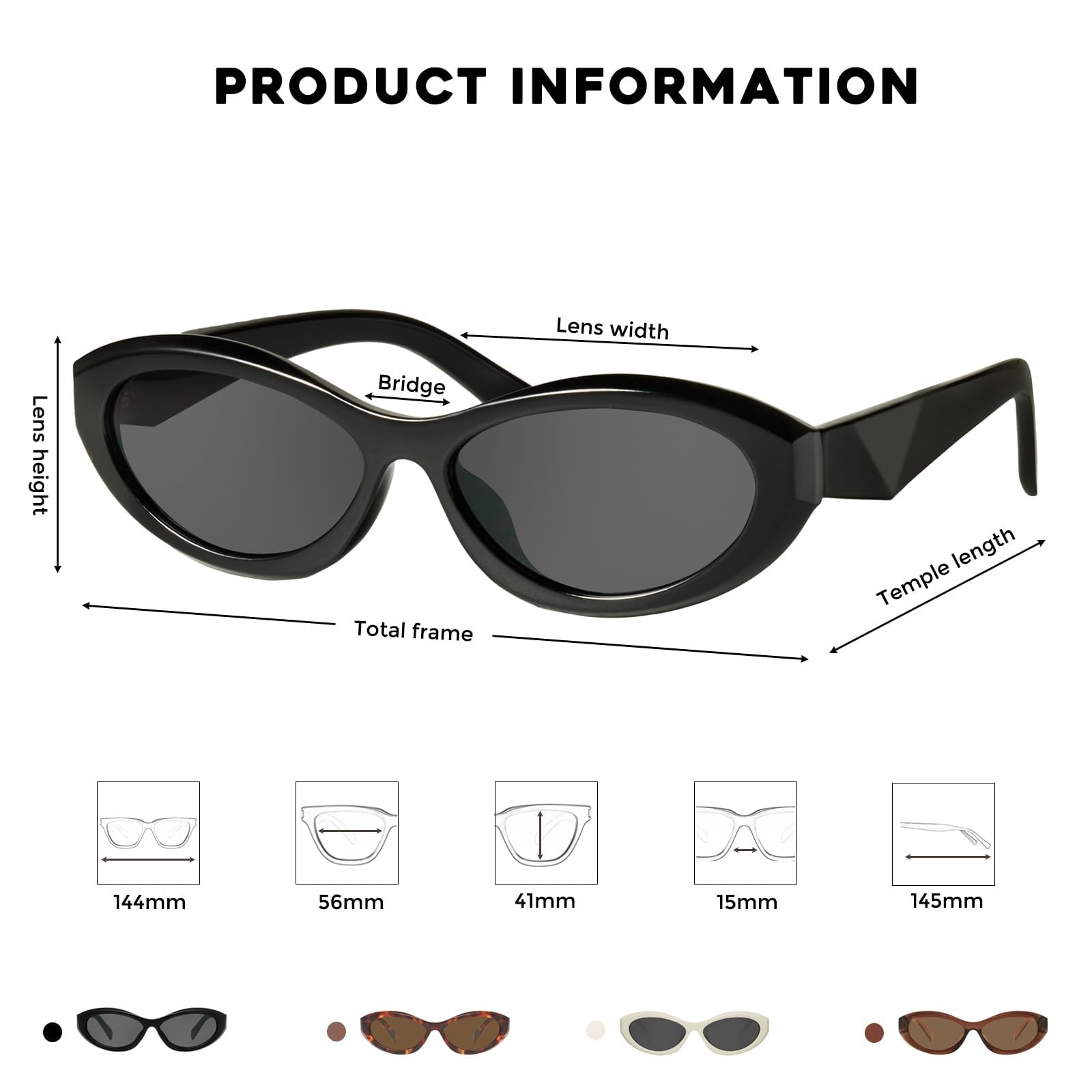 mosanana Oval Cat Eye Sunglasses for Women Retro Y2K Style MS52372
