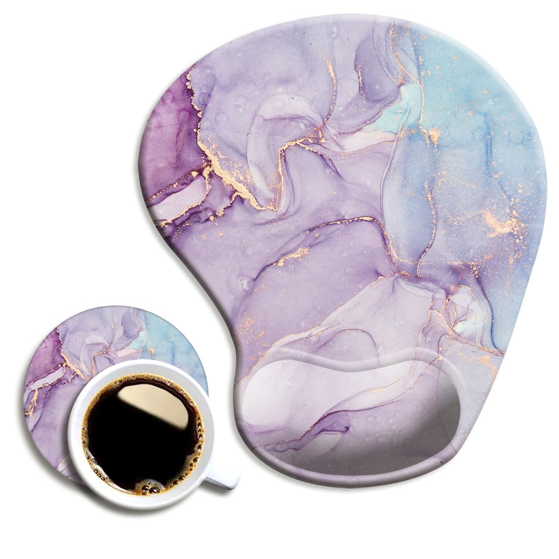 DOOKE Ergonomic Mouse Pad with Wrist Support and Coaster,Mouse Pads with Non-Slip PU Base for Home Office Working Studying Easy Typing & Pain Relief Aesthetic Art