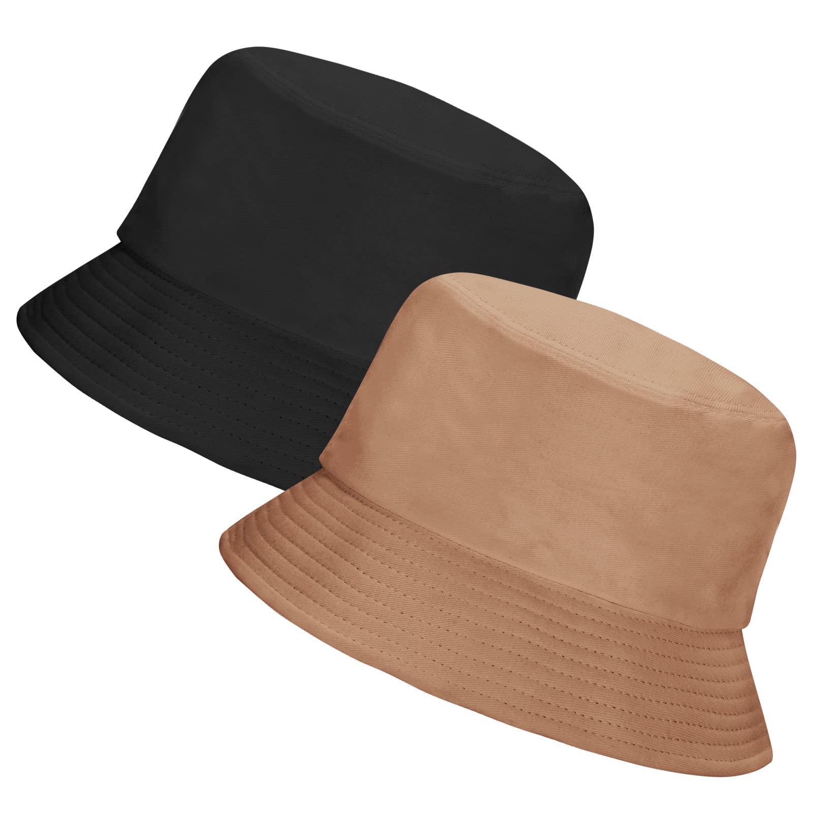 Rosoz 1 & 2 Pack Bucket Hat for Women Men Summer Travel Beach Sun Hat Outdoor Cap Unisex Bucket Hats