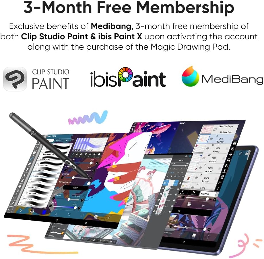 XPPen Magic Drawing Pad 12.2 Inch Standalone Drawing Tablet No Computer Needed with 16384 Pressure Levels X3 Pro Slim Stylus Tilt Support Paper-Like Screen 8GB + 256GB for Digital Drawing Artists