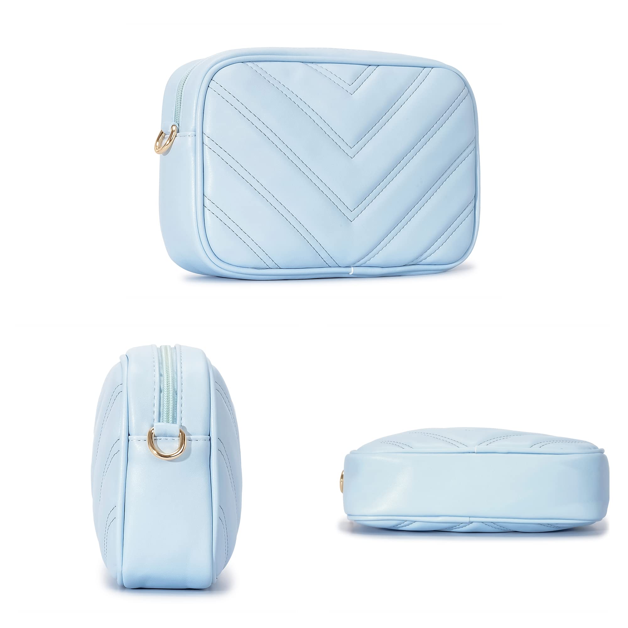 Herald Chevron Quilted Small Crossbody Bag with Coin Purse Pouch, Women Square Camera Side Shoulder 2 Size Handbags | Chevron