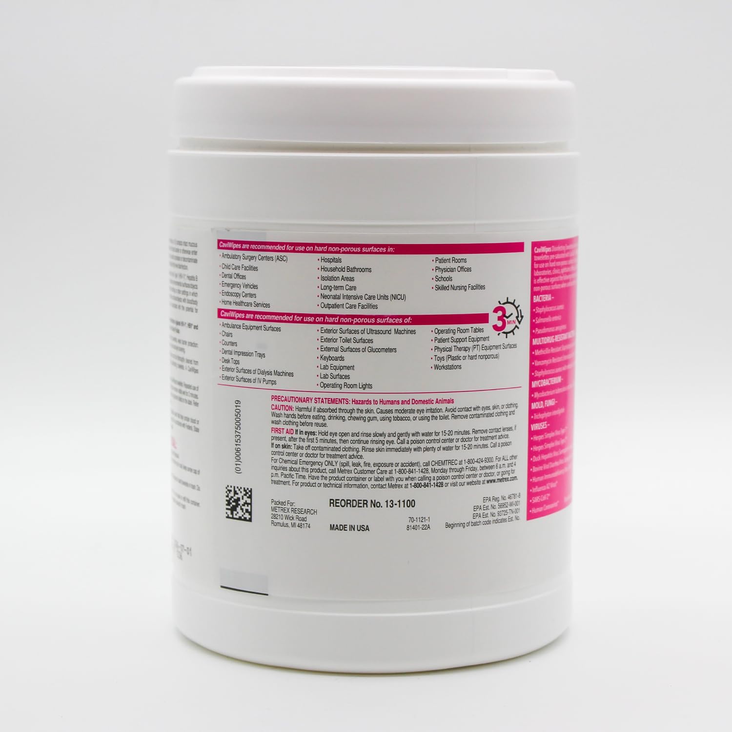Cavicide and CaviWipes, CaviWipes, 160/pop-up dispenser, fragrance free