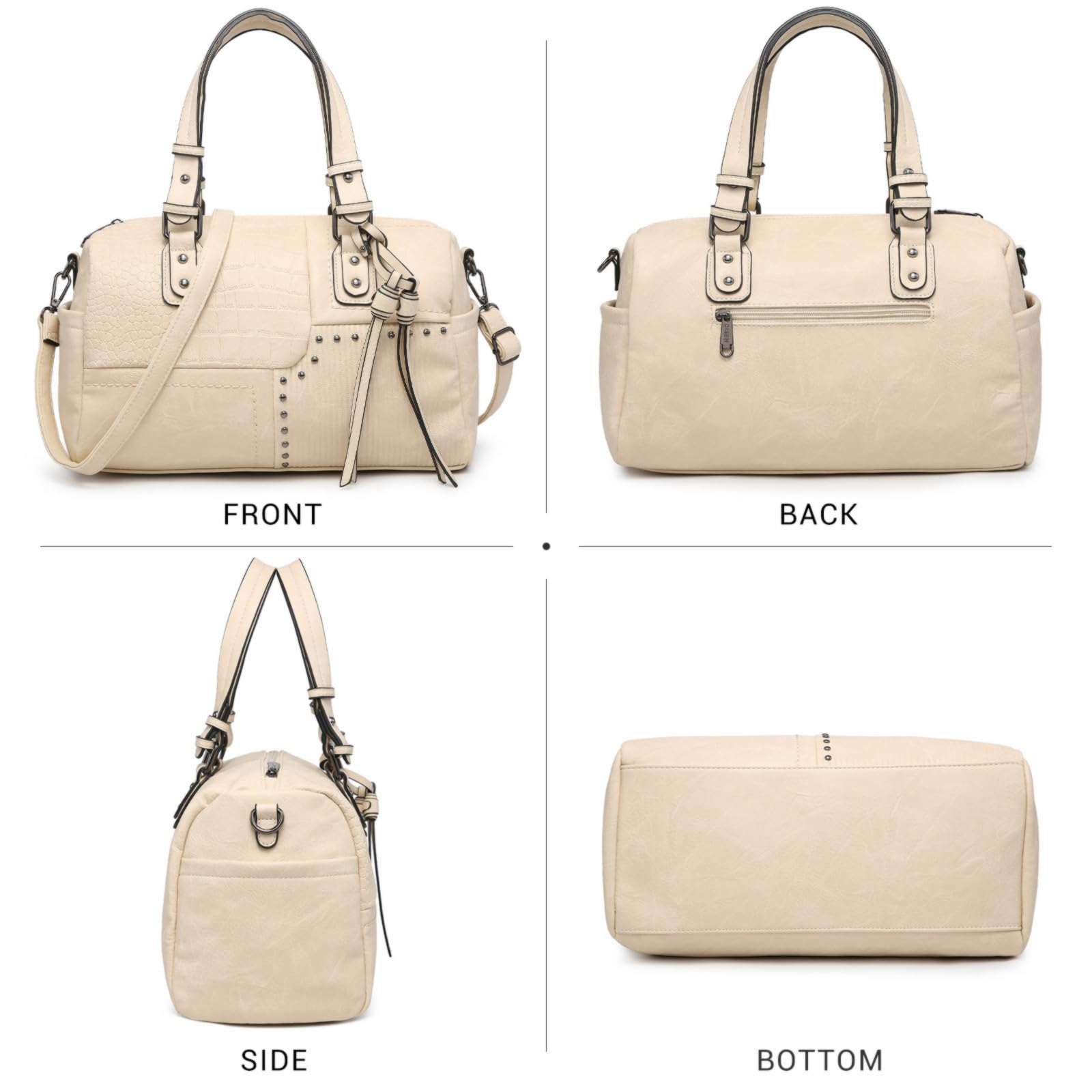 Dasein Women Soft Vegan Leather Barrel Bags Large Hobo Top Handle Work Totes Satchel Handbags Shoulder Purse