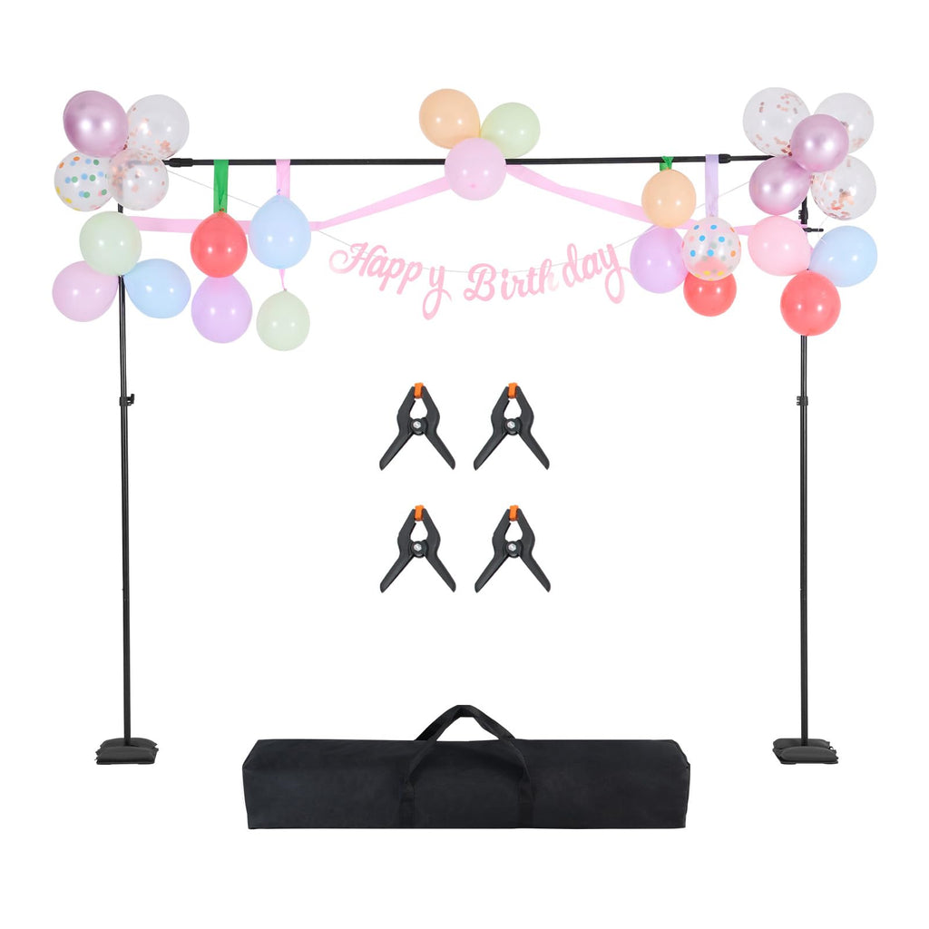 VEVOR Backdrop Stand, 5 x 6.5 ft Adjustable Photo Backdrop Stand Kit, Portable Background Backdrop Stand with 3 Crossbars, Heavy Duty Projector Screen Stand, for Wedding, Photo Video Studio & Party