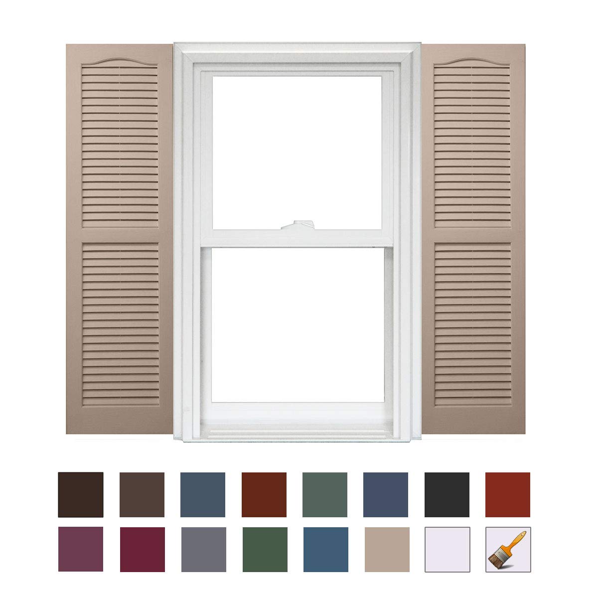 Homeside Open Louver Shutter 1 Pair 14-1/2in. x 25in. 330 Berry - Premium Exterior Vinyl | Classic Slatted Design | Fade-Resistant Color-Through | Easy Installation | Made in USA