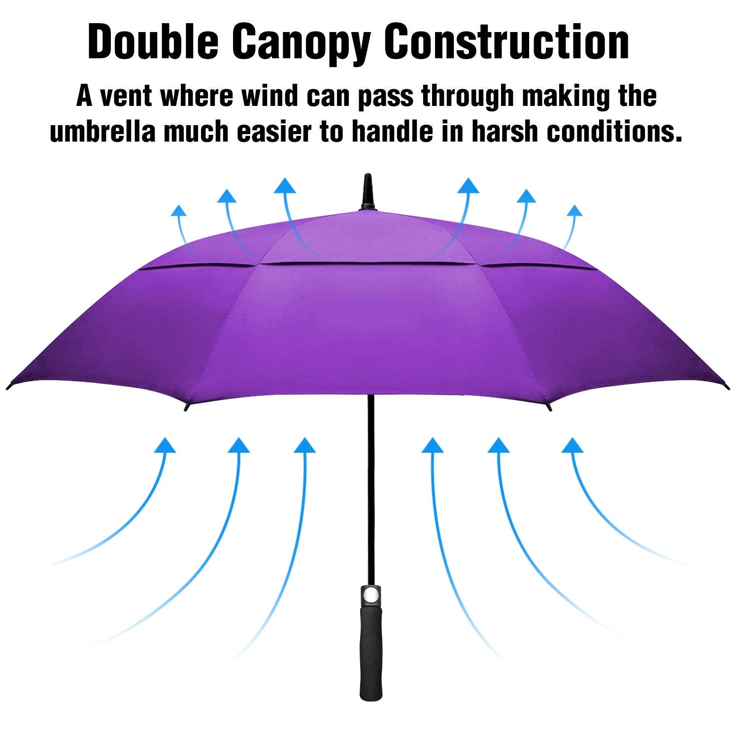 ACEIken Golf Umbrella Large 58/62/68 Inch Automatic Open Golf Umbrella Extra Large Oversize Double Canopy Vented Umbrella Windproof Waterproof for Men and Women