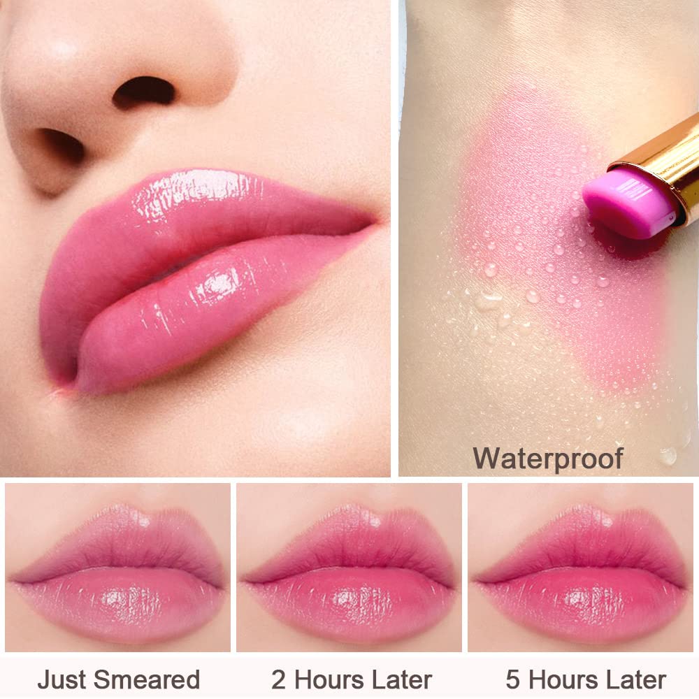 evpct 2Pcs Blueberry Tinted Lip Balms PH Lip Color Changing Lipstick Balm Stain Gift Set Queen for Women Girls Korean Mood Long Lasting Color Change Light Pink Lipstick Lip Tint Plumper Gloss