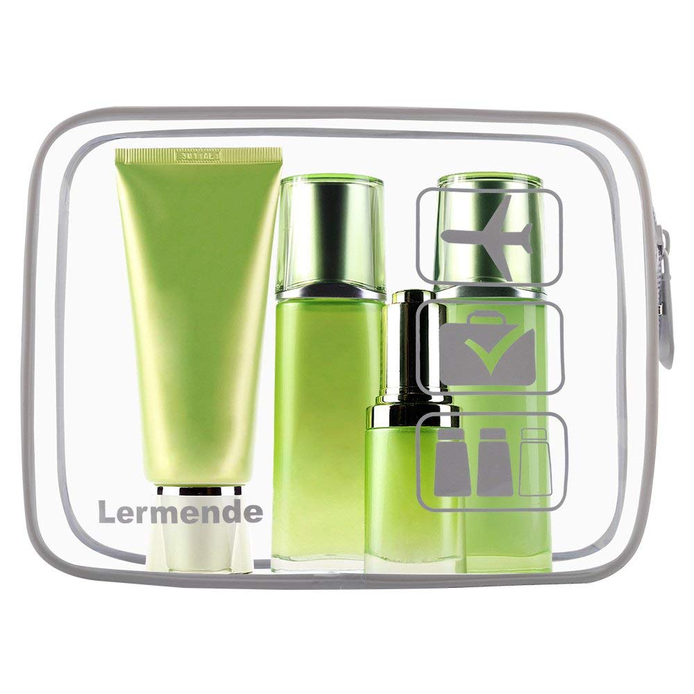 Lermende 2pcs Clear Toiletry Bag TSA Approved Travel Bag,Carry On for Travel,Airport Airline Accessories Compliant Bag,Quart Sized Makeup Cosmetic bag Women Men (Black, 2 Pack)