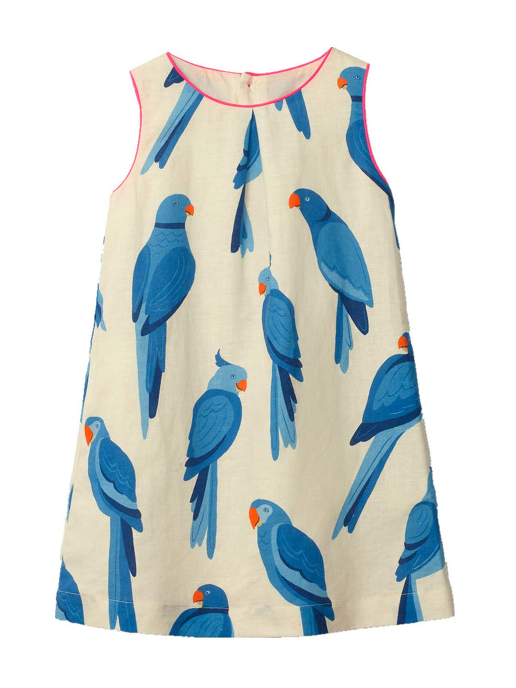 HILEELANG Little Girls Cotton Dress Sleeveless Casual Summer Sundress Flower Printed Jumper Skirt