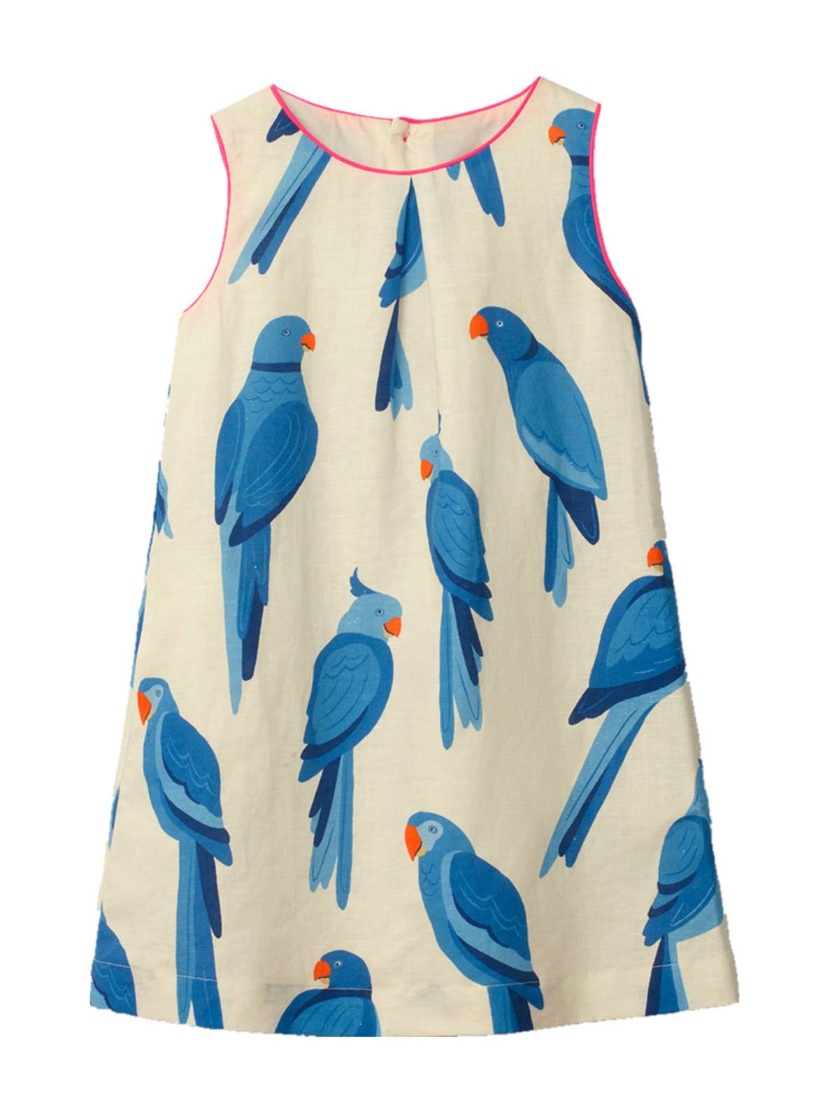 HILEELANG Little Girls Cotton Dress Sleeveless Casual Summer Sundress Flower Printed Jumper Skirt