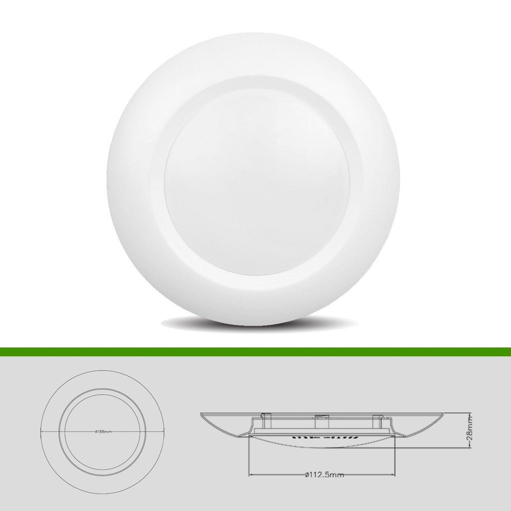 6 Inch LED Low Profile Disk Light with Night Light, 120VAC, 15W, 5CCT Color Changing, 1000LM, Dimmable, ETL, Shower Wet Rated Screw in Flush Mount Ceiling Light, White/1 Pack