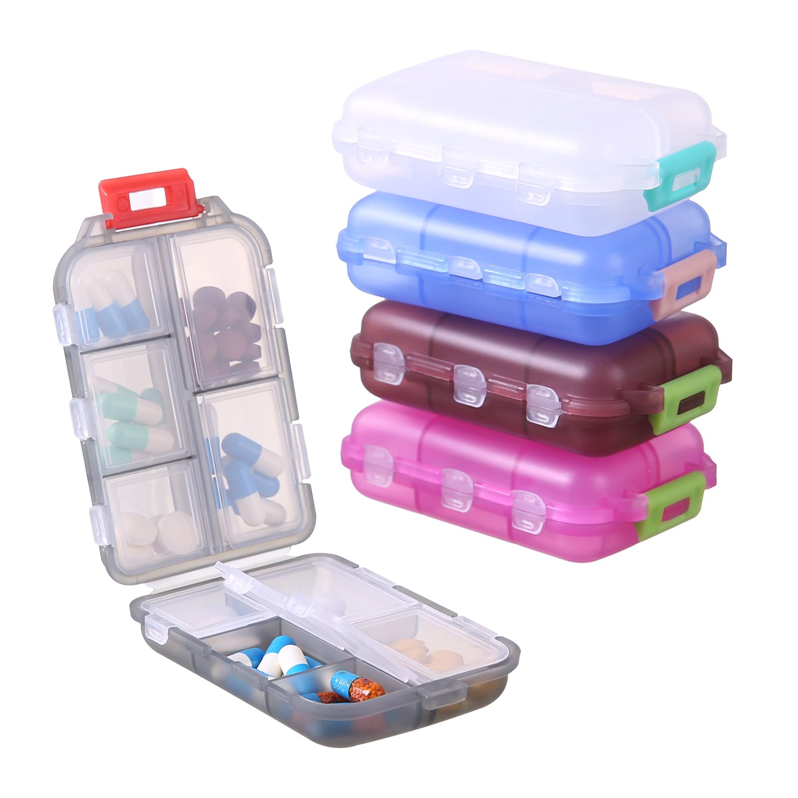 1Pack Travel Pill Organizer - 10 Compartments Pill Case, Compact and Portable Pill Box, Perfect for On-The-Go Storage, Pill Holder for Purse Blue