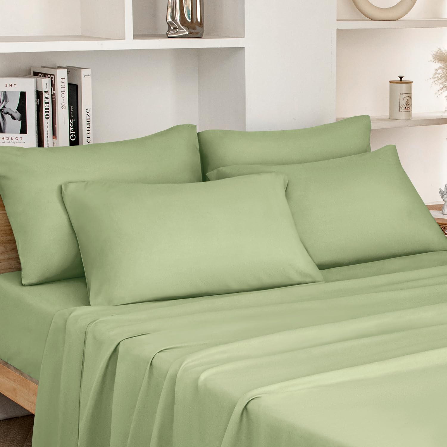 HOMEIDEAS Full Size Bed Sheets - 6 Piece Set (Aqua Blue) - Extra Soft Brushed Microfiber 1800 Bedding Sheets, Deep Pocket, Wrinkle & Fade Free
