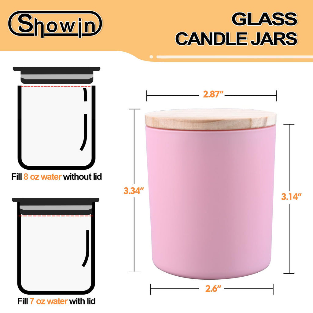 SHOWIN 10 OZ Thick Candle Jars for Making Candles 15 Pcs, Empty Jars with Wood Lids for Candle Making, Sample Container, Inner Black