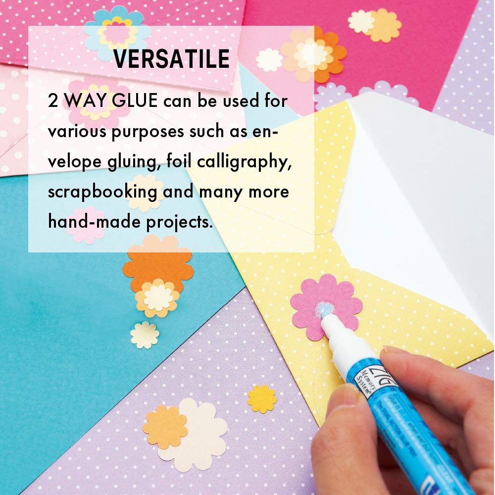 Kuretake Zig 2 Way Glue Pen 1mm Ball Tip 3 pcs Set, Adhesive for Professional,Artists, Crafting, Scrapbooking, Gift Card, Made in Japan