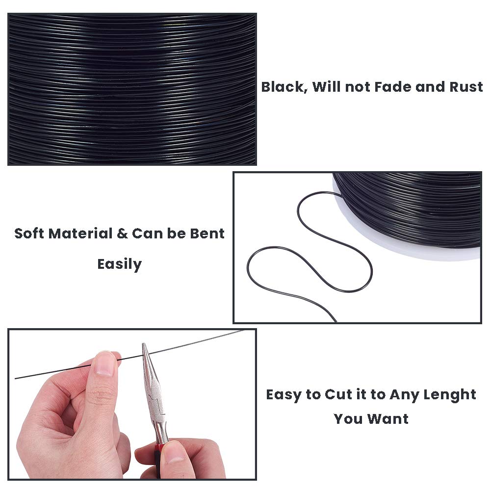 BENECREAT 9 Gauge Jewelry Craft Aluminum Wire 55 Feet Bendable Metal Sculpting Wire for Halloween Craft Floral Model Skeleton Making (Black, 3mm)