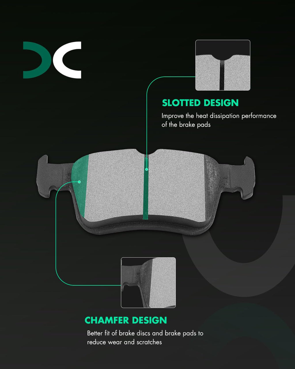 SCITOO D815 D905 Front Rear Ceramic Brake Pads Sets Fit For INFINITI For G35 2003-2005,For Nissan For 350Z 2003-2005 | For Altima 2007-2013 | For Juke 2011-2017 | For Sentra 2007-2012