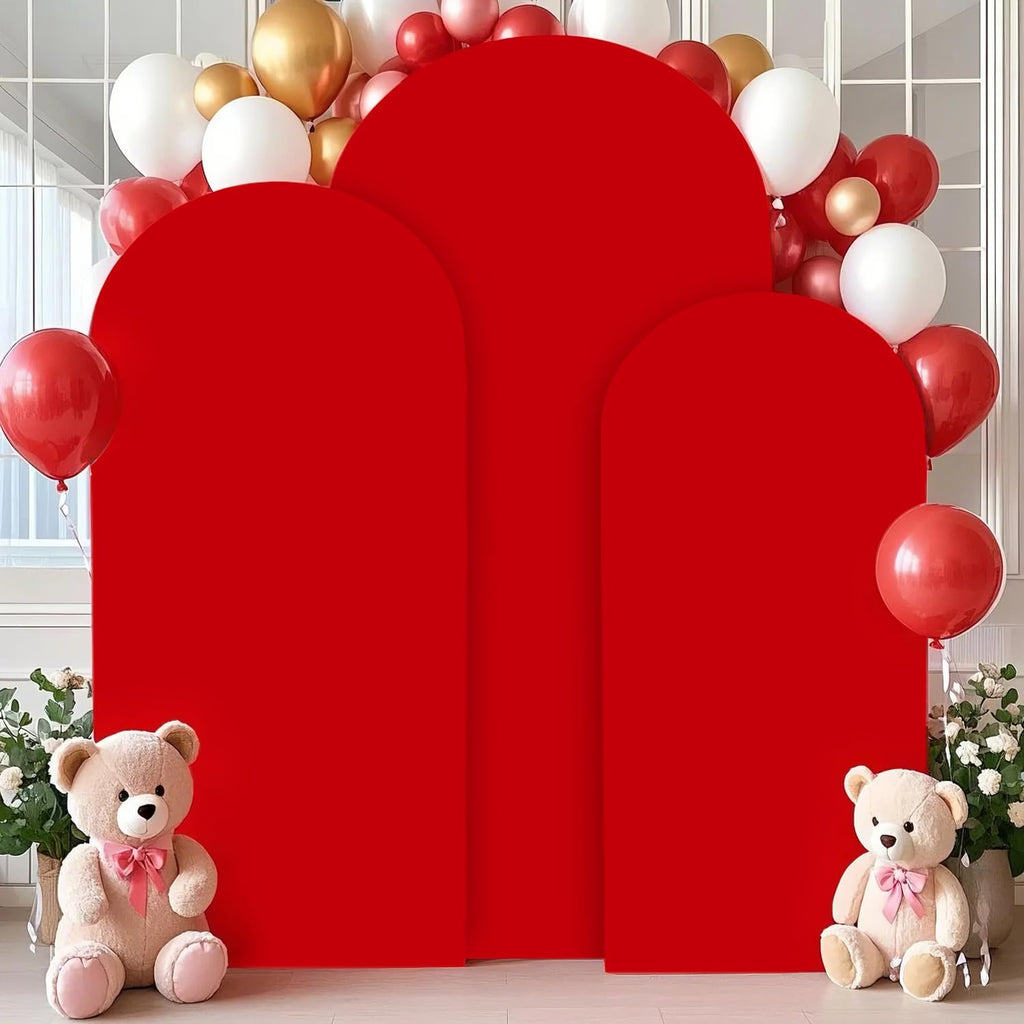 FANPROMS Beige Arch Backdrop Cover Set of 3 Wedding Arch Cover 4x5x6FT Round Top Arch Stand Cover for Fitted Arch Covers Spandex Backdrop Covers Set for Wedding Party Ceremony Decorations