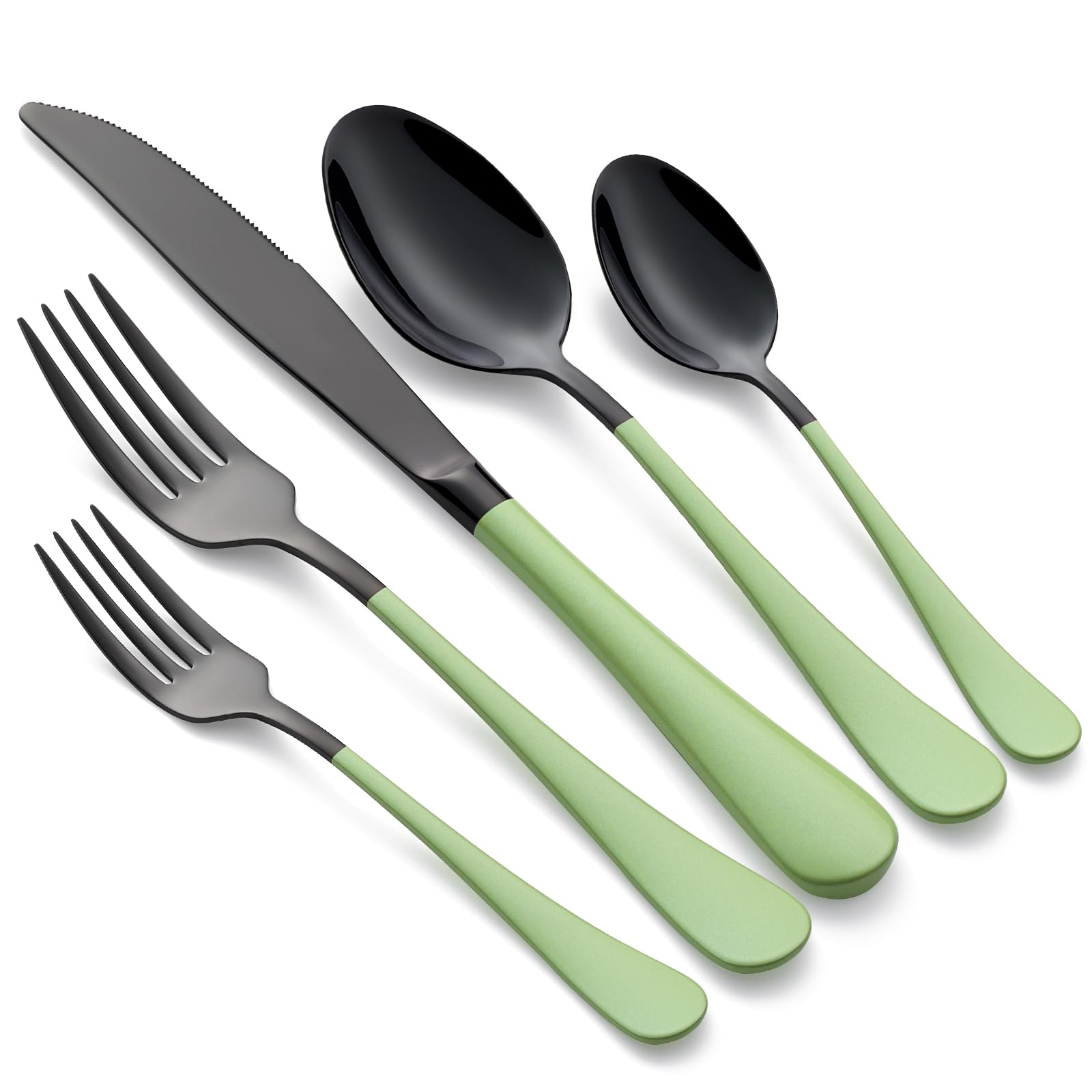 20-Pieces Blac and Pink Silverware Sets for 4,Pink Handle Stainless Steel Cutlery Set, Include Forks Spoons and Knives Set, Dishwasher Safe Utensil Sets for Home Restaurant